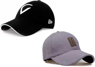 cap world Embroidered, Self Design, Solid Sports/Regular Cap Cap(Pack of 2)