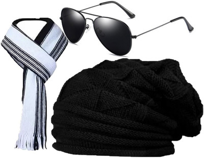 FLEXCY Beanie Cap(Pack of 3)