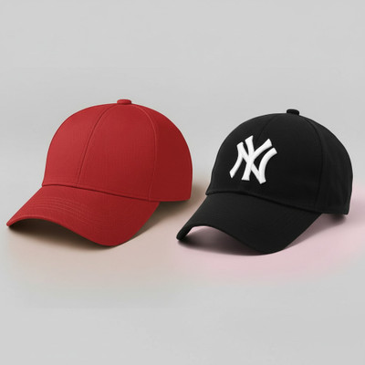 cap world Embroidered, Self Design, Solid Sports/Regular Cap Cap(Pack of 2)