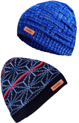 Knotyy Solid Beanie Cap(Pack of 2)