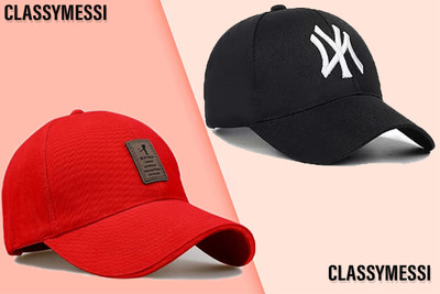 CLASSYMESSI Solid, Self Design, Embroidered Sports/Regular Cap Cap(Pack of 2)