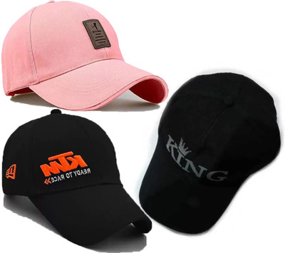 CLASSYMESSI Self Design, Solid, Printed, Embroidered Sports/Regular Cap Cap(Pack of 3)