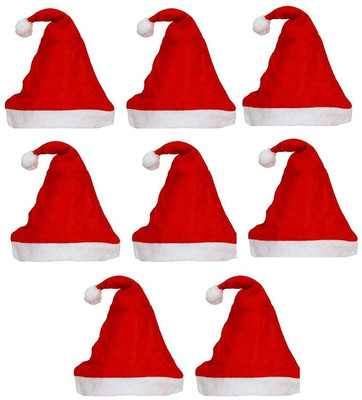 FancyAgents Solid Santa Cap Cap(Pack of 8)