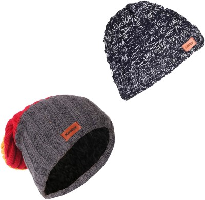 Knotyy Solid Beanie Cap(Pack of 2)