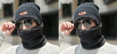 Winntressy Solid Beanie Cap(Pack of 2)