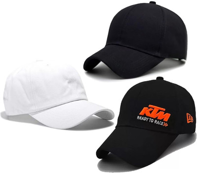 blutech Solid, Self Design, Embroidered Sports/Regular Cap Cap(Pack of 3)