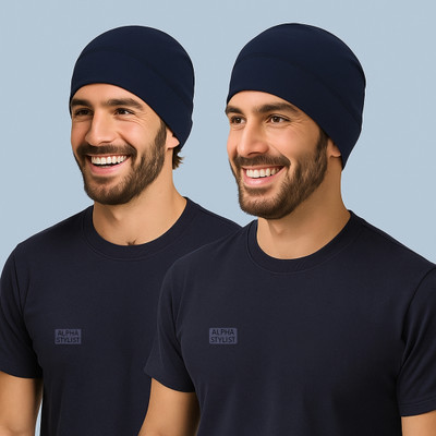 ALPHA STYLIST Solid Skull Cap Cap(Pack of 2)