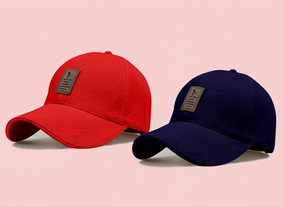 cap world Checkered, Self Design, Solid Sports/Regular Cap Cap(Pack of 2)