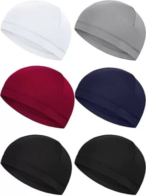 Caiuse Solid Skull Cap Cap(Pack of 6)