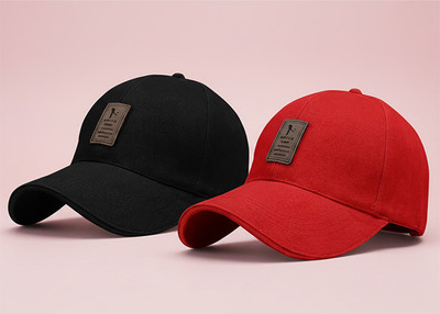 cap world Checkered, Self Design, Solid Sports/Regular Cap Cap(Pack of 2)