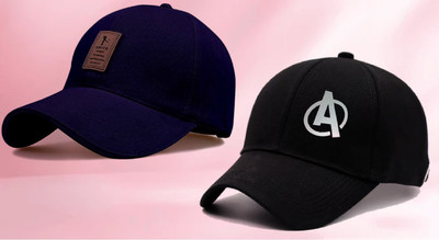 CLASSYMESSI Checkered, Self Design, Solid Sports/Regular Cap Cap(Pack of 2)