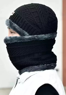 CLASSYMAESSI Self Design Beanie Cap(Pack of 2)