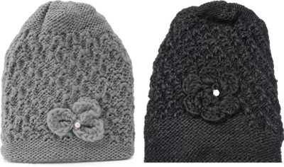 ARYANSHI Self Design Beanie Cap(Pack of 2)