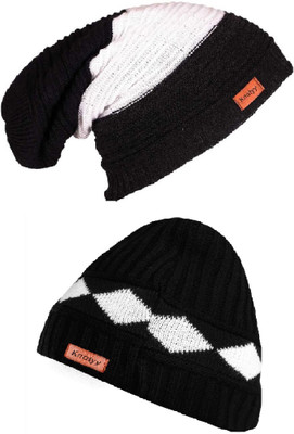 Knotyy Solid Beanie Cap(Pack of 2)