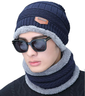 Brostin Self Design, Solid, Applique Skull Cap Cap(Pack of 2)