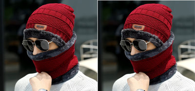 PRIONSA Solid Beanie Cap(Pack of 2)