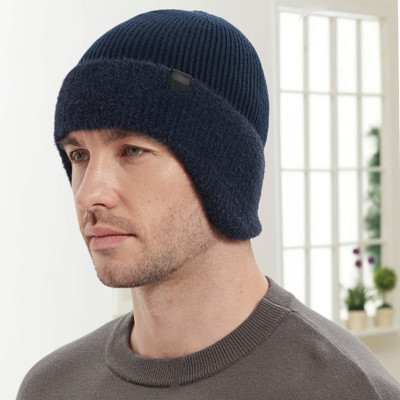 Highever Earflap soft warm Knitted fabric double layers stylish winter cap for men Woven Sports/Regular Cap Cap