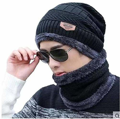 ELECTRIBLES Self Design Beanie Cap(Pack of 2)