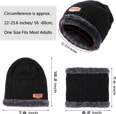 Mom Enterprises Self Design Beanie Cap(Pack of 2)