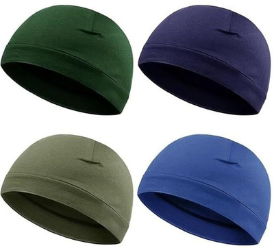 HEENA HOSIERY Solid Skull Cap Cap(Pack of 4)