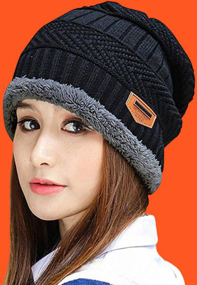 GUNGUN Self Design Beanie Cap(Pack of 2)