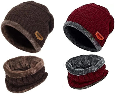 QinPin Woven Beanie Cap(Pack of 2)
