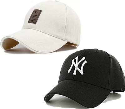 cap world Solid, Self Design, Embroidered Sports/Regular Cap Cap(Pack of 2)