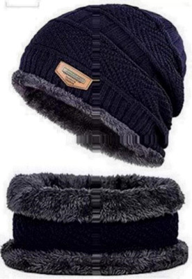 Red Ballons Solid, Printed Beanie Cap(Pack of 2)