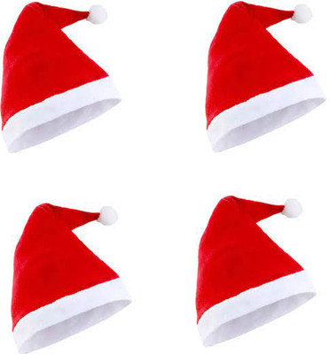 SRK CREATION Solid Santa Cap Cap(Pack of 4)