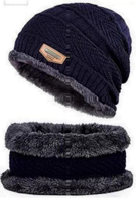 Red Ballons Solid Beanie Cap(Pack of 2)