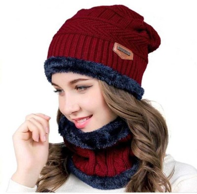 vactly Checkered, Solid, Striped, Woven Beanie Cap(Pack of 2)