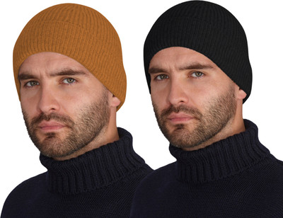 Tough Headwear Solid Beanie Cap(Pack of 2)