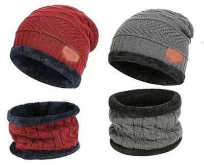 SHORTCUT Embellished Beanie Cap(Pack of 4)