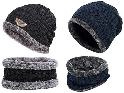 vactly Woven, Self Design Beanie Cap(Pack of 4)