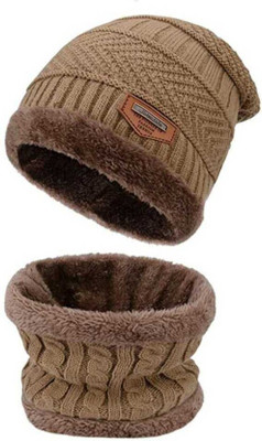 THESHIVAN Self Design Beanie Cap(Pack of 2)