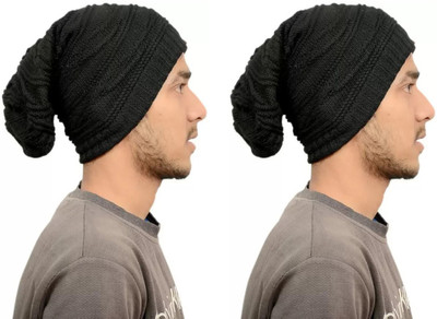 New Vastra Lok Self Design Beanie Cap(Pack of 2)