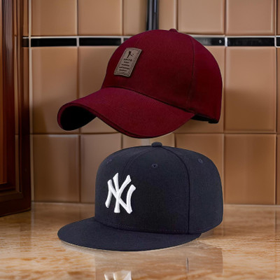 FD FLORIDA Embroidered, Solid, Self Design Sports/Regular Cap Cap(Pack of 2)