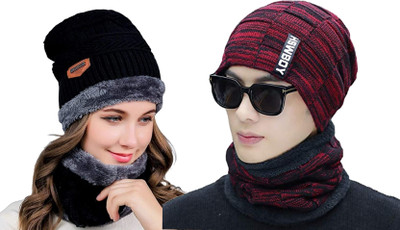 Jamont Self Design Beanie Cap(Pack of 4)