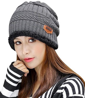 Frackson Solid, Self Design, Woven Beanie Cap