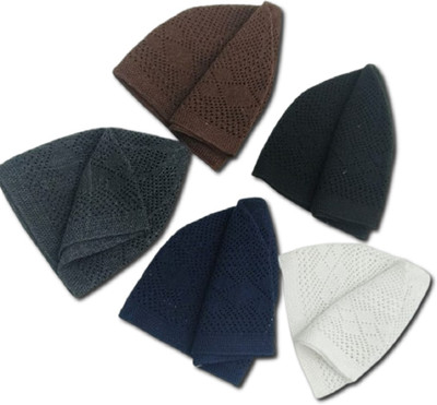 MUSMIR Solid Prayer Cap Cap(Pack of 5)