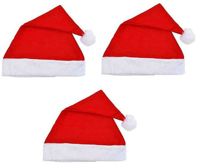 v n traders Solid Santa Cap Cap(Pack of 3)