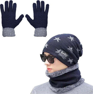 Bizarro.in Embellished, Self Design Beanie Cap(Pack of 2)