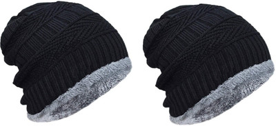 TQLOQZ Solid Beanie Cap(Pack of 2)