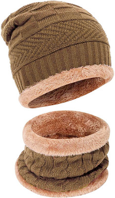 AmorMente Solid, Self Design, Embellished, Woven Skull Cap Cap