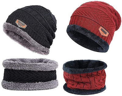TruFlair Self Design Beanie Cap