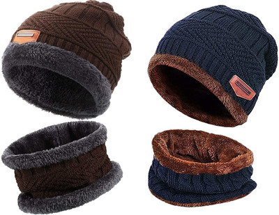 NS Fasion Self Design Beanie Cap(Pack of 4)