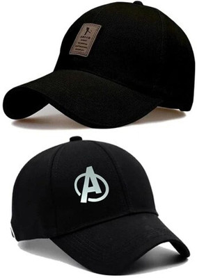 selloria Solid, Self Design, Graphic Print Sports/Regular Cap Cap(Pack of 2)