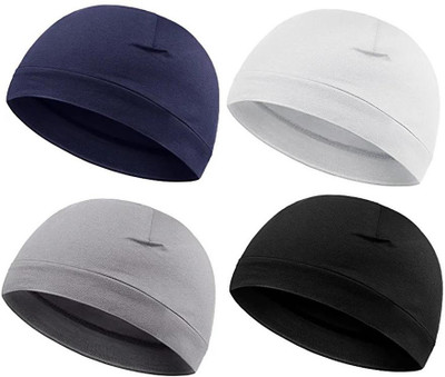 Alipzone Solid Skull Cap Cap(Pack of 4)