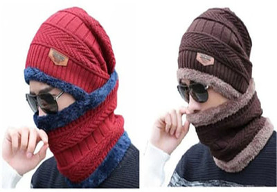 N S TREND Self Design Beanie Cap(Pack of 2)