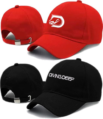 Diving deep Embroidered Sports/Regular Cap Cap(Pack of 2)